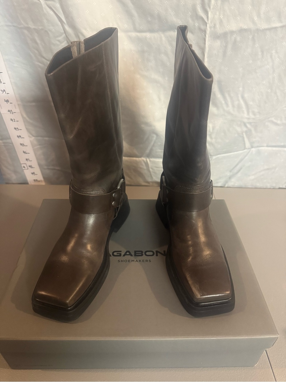 Vagabond Dark Brown Leather Western Harness Boots